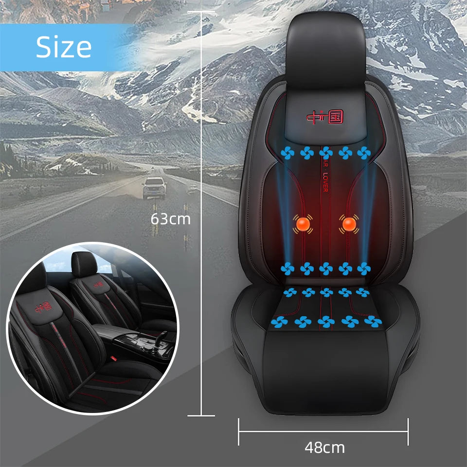 3-in-1 Cooling, Heating & Massage Car Seat Cushion – 12V Ventilated All-Season Seat Cover - Delicate Leather