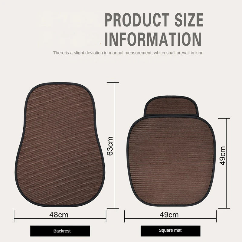 Non-Slip Ice Silk Car Seat Pad – Breathable, Cooling Summer Cushion, Anti-Slip Car Seat Cover - Delicate Leather  