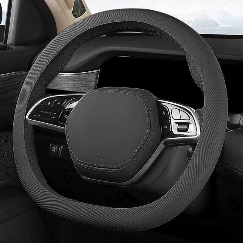 15 Inch Car Steering Wheel Protective Cover – Non-Slip Silicone Wheel Cover for 37–38cm Steering Wheels - Delicate Leather  