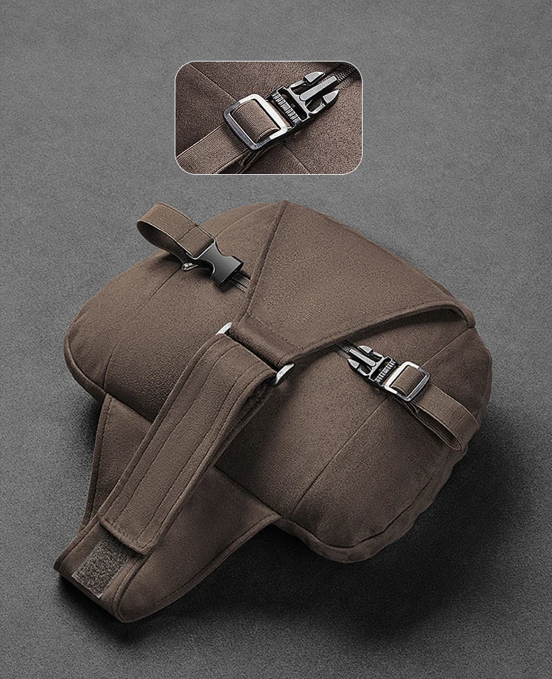 Memory Foam Car Neck Pillow & Lumbar Support Set – Breathable Seat Comfort Cushions - Delicate Leather  