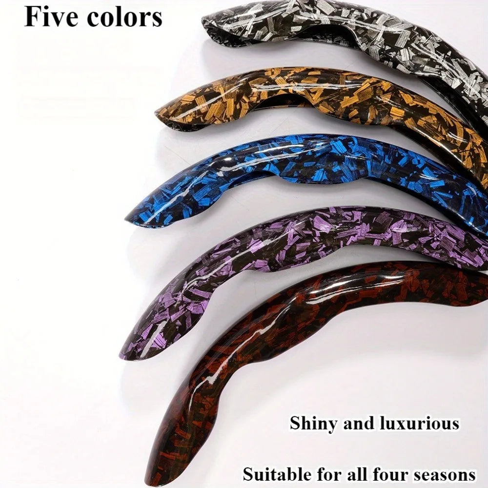 Luxury Glitter Forged Carbon Fiber Steering Wheel Cover – 3D Textured, Anti-Slip, Universal Fit & Easy Installation - Delicate Leather  