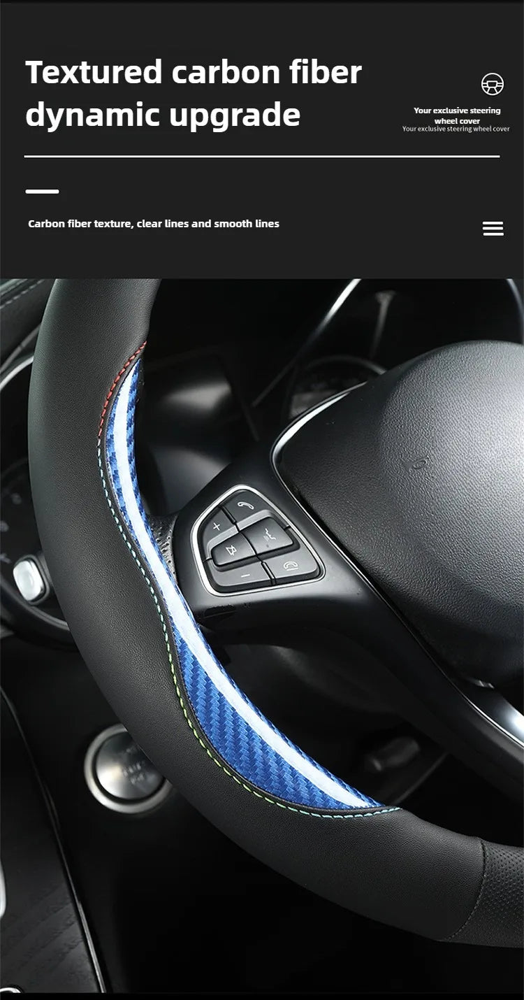 Microfiber Leather Steering Wheel Cover – Anti-Slip Universal O/D Shape Interior Accessory - Delicate Leather  