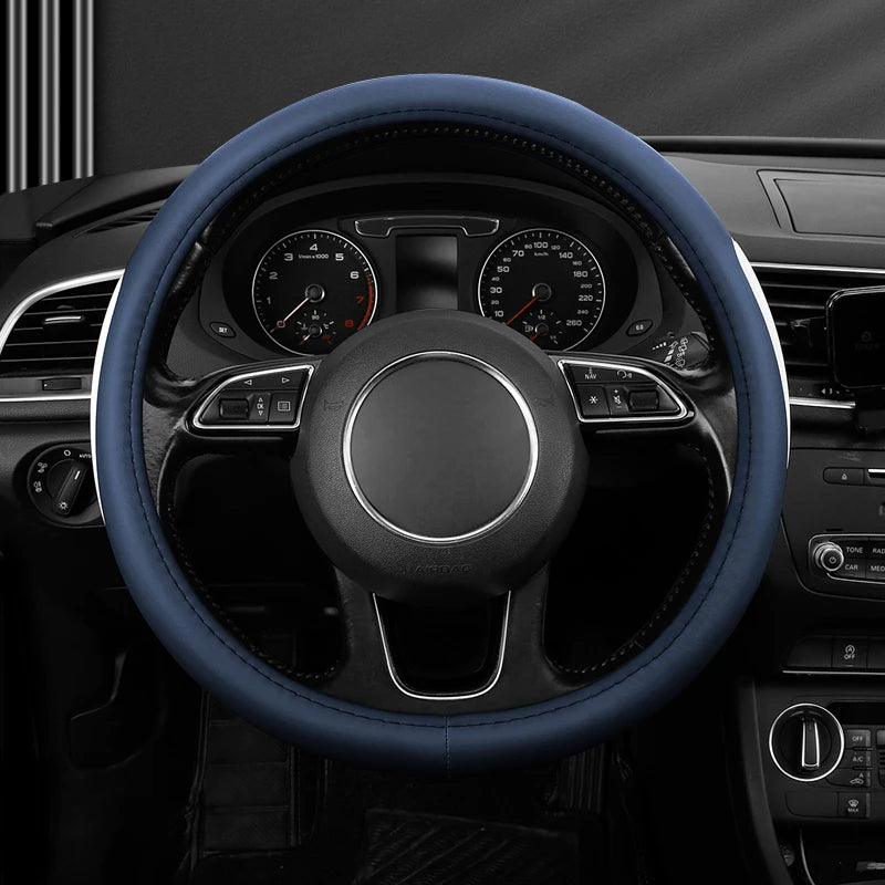 Leather Car Steering Wheel Cover – Fine Texture, Comfortable Grip, Wear-Resistant, Universal Fit - Delicate Leather  