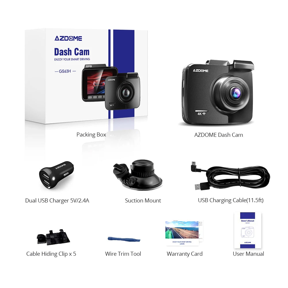 4K Dash Cam GS63H – Built-In GPS, Wi-Fi, G-Sensor, and Motion Detection Car DVR 30