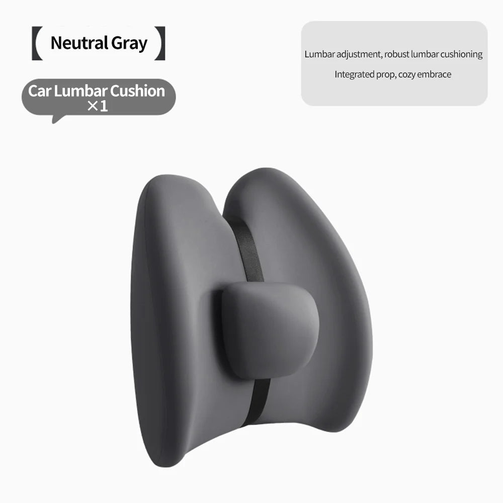 Memory Foam Car Headrest & Lumbar Support Set – Universal Neck and Back Cushion - Delicate Leather  