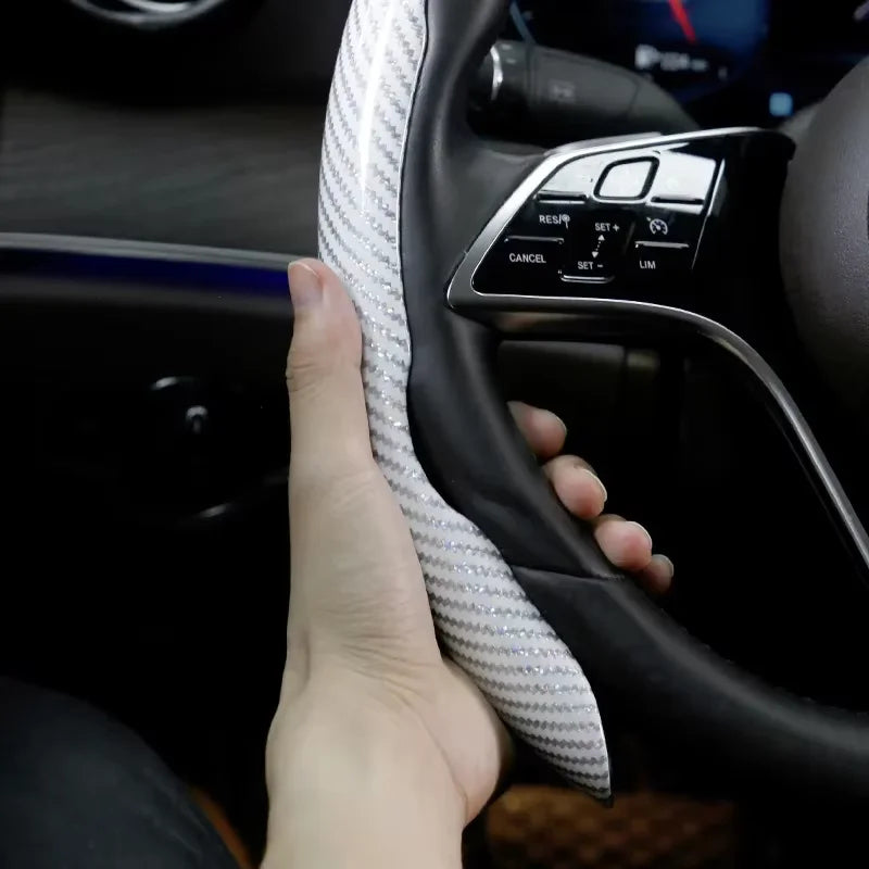 2/3PCS Carbon Fiber Style Steering Wheel Grip Covers – Anti-Slip Universal Set