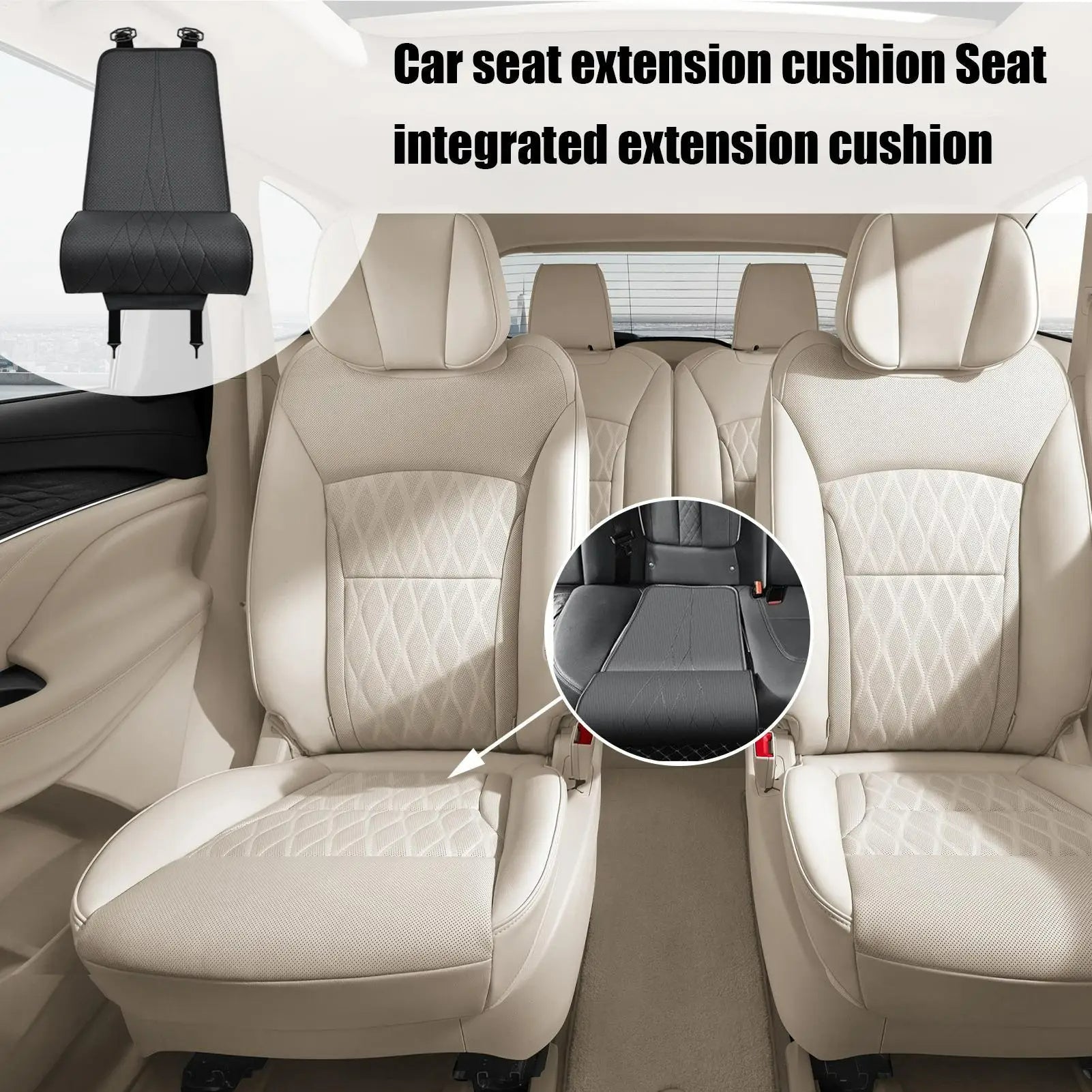 Driver Car Seat Extender - Leather Leg Support Cushion for Long Distance Driving - Memory Foam Knee Pad for Car, Truck, and Home Use - Delicate Leather  