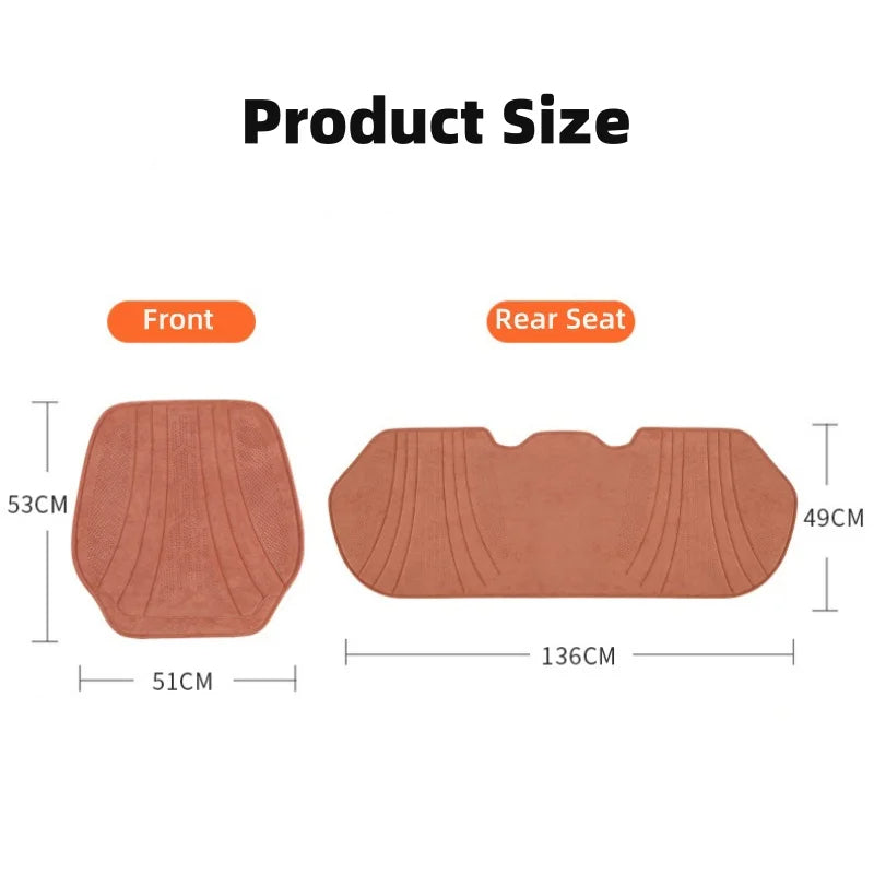 Suede Car Seat Cover - Breathable Front Seat Anti-slip Cushion - Universal 5-Seater Car Front/Rear Protection - Interior Accessories - Delicate Leather  
