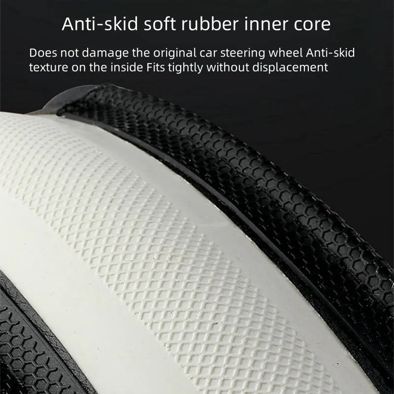 Universal Car Steering Wheel Cover – Carbon Fiber Leather with Breathable Honeycomb Silicone | Soft, Anti-Slip, All-Season Comfort Grip - Delicate Leather  