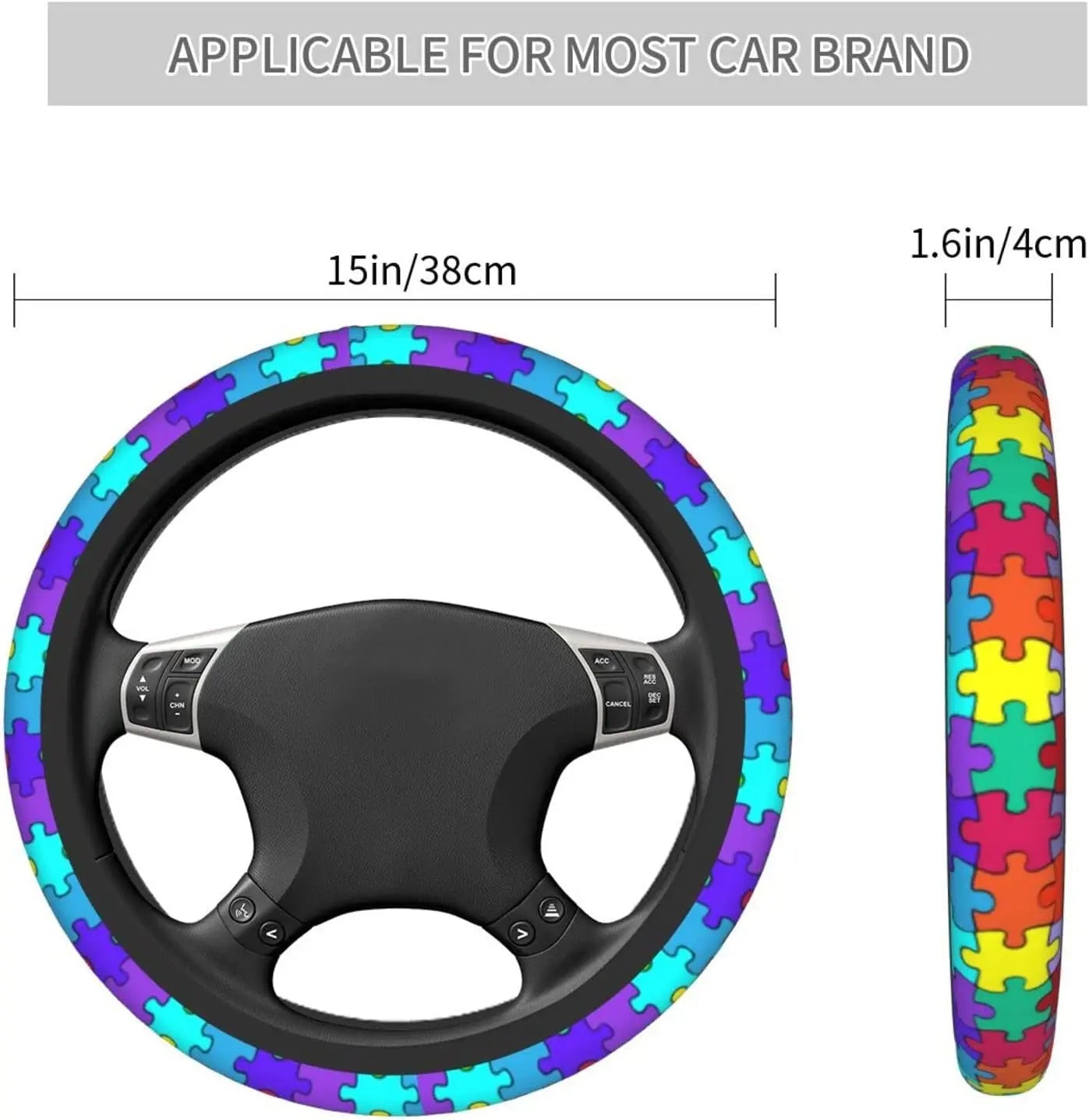 Puzzle Steering Wheel cover, Autism Steering Wheel Cover, Multicolor Wheel Cover, Car Accessories 30