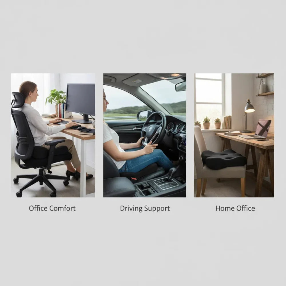 Memory Foam Car Seat Cushion – Breathable Driver Support Pad for Comfortable Seating