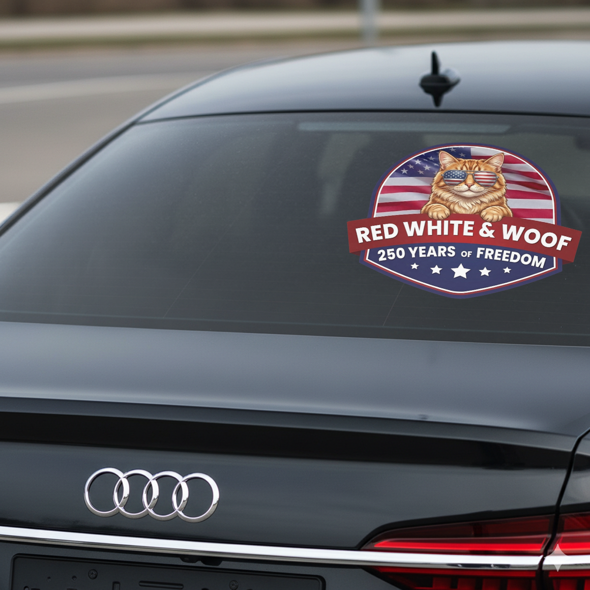 Red White & Woof 250 Years of Freedom Decal – Patriotic Pet Theme Sticker 02 - Delicate Leather  