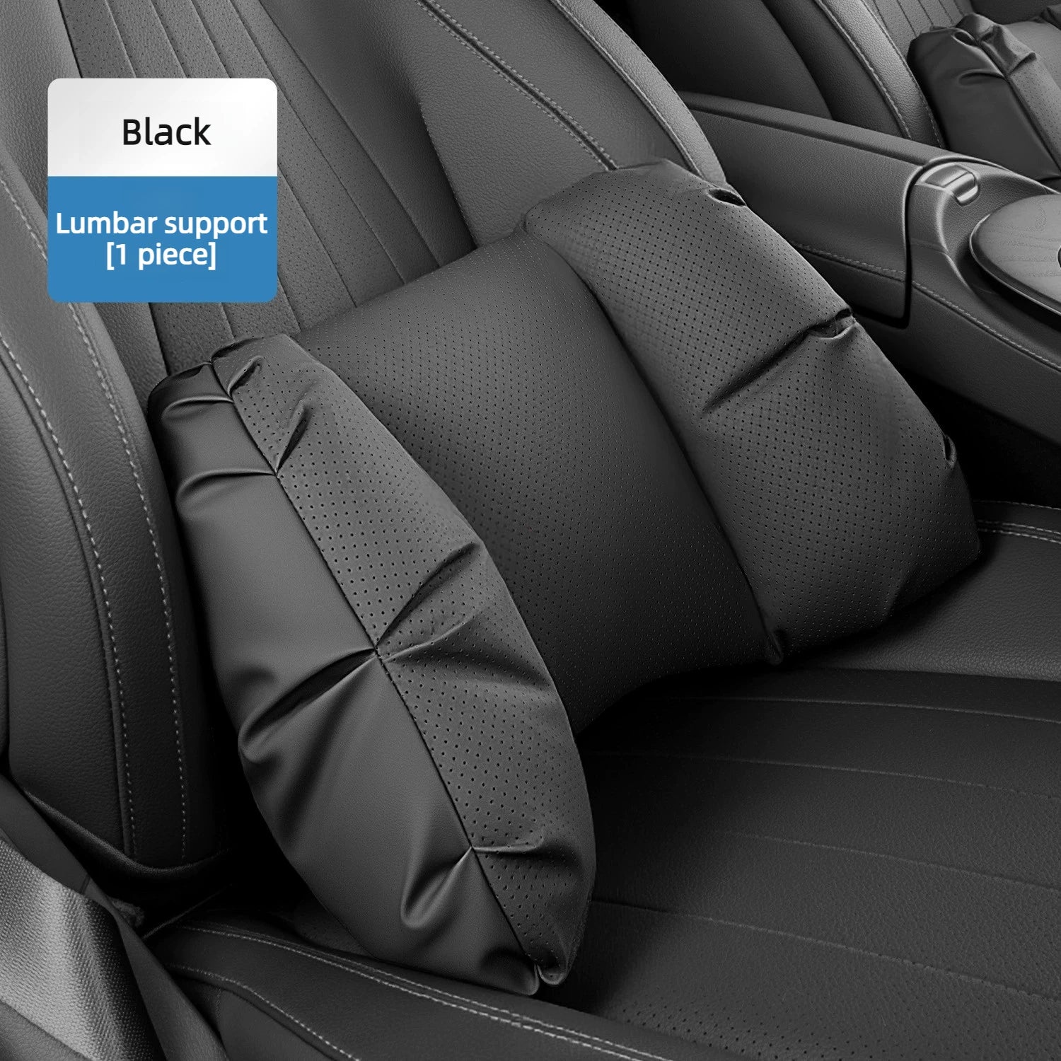Universal Car Headrest & Lumbar Support Pillow – Breathable Perforated Leather Seat Cushion Set - Delicate Leather  