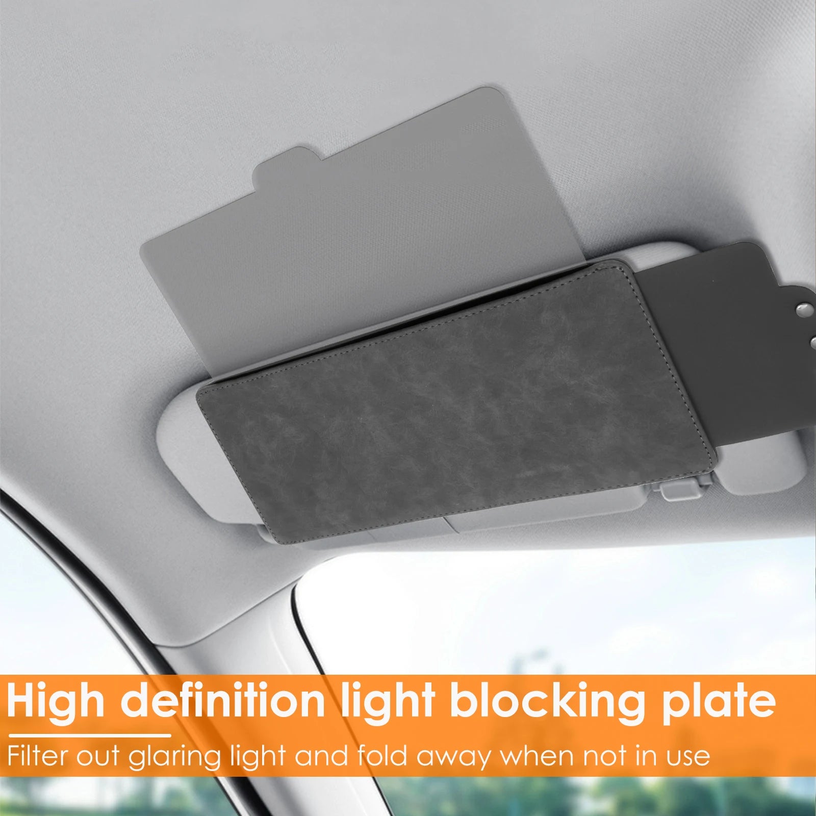 Universal Car Sun Visor Extender Anti-Glare UV Adjustable Windshield Sunshade Cover for Cars & Trucks - Delicate Leather  