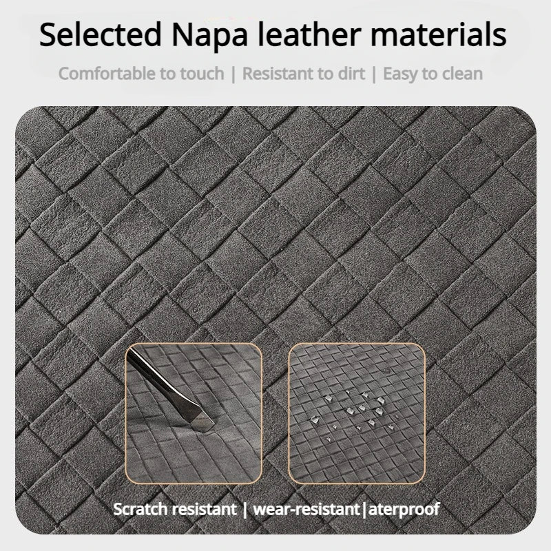 Luxury Suede Leather Car Trunk Organizer – Large Capacity Foldable Storage Box for Vehicle Interior - Delicate Leather  