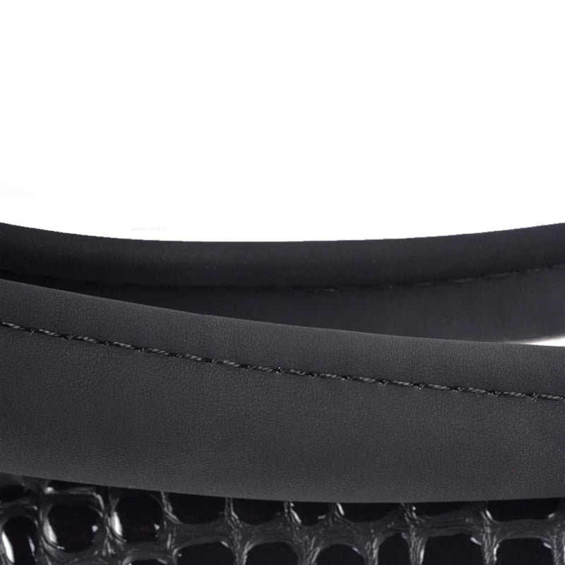 Crocodile Grain Leather Universal Car Steering Wheel Cover – Four Seasons Anti-Slip Sport Handle Case - Delicate Leather  
