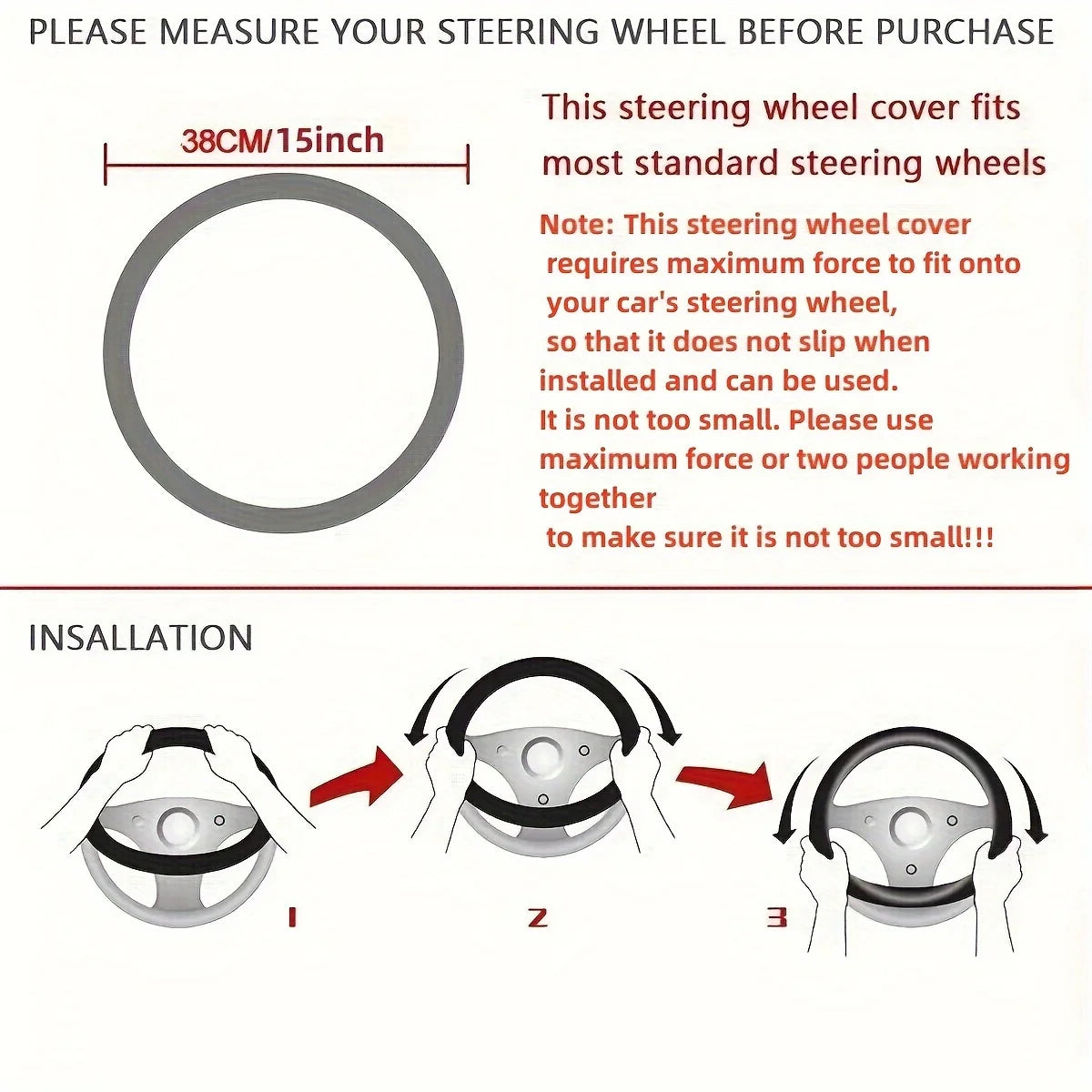 Sweet Heart Design Steering Wheel Cover – PU Leather, Anti-Slip Inner Ring, Universal Fit for Most Vehicles - Delicate Leather  