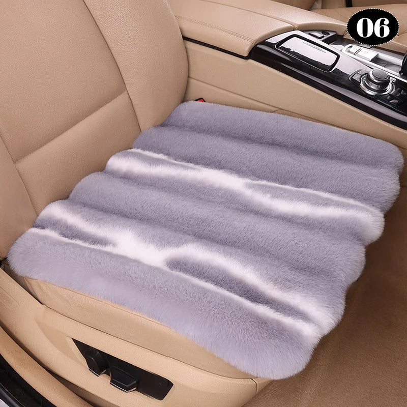 Universal Winter Faux Wool Car Seat Cover – Thickened Warm Plush Cushion, Soft Artificial Fur Interior Accessory - Delicate Leather  