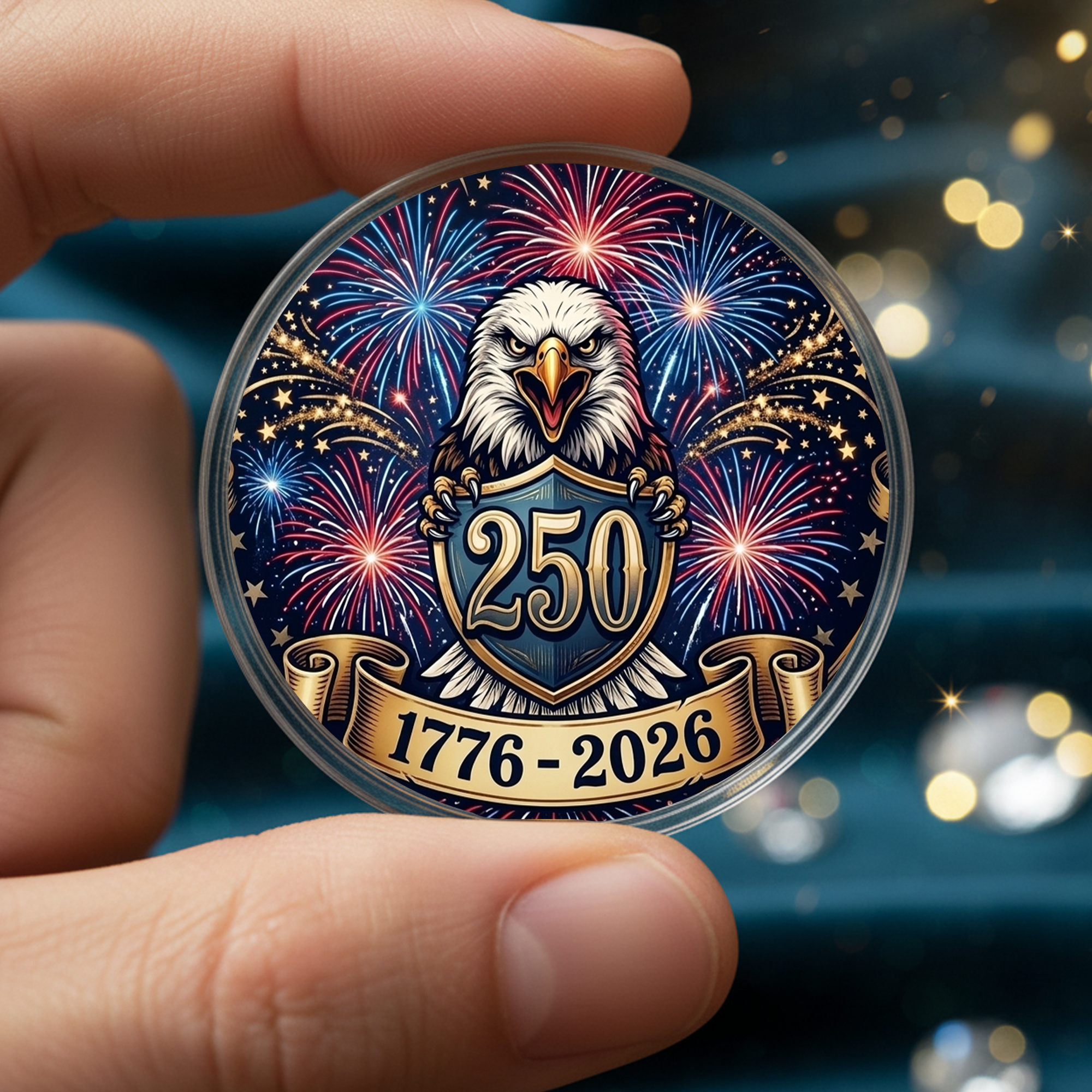 250th Anniversary of America 1776–2026 Commemorative Coin – Patriotic Souvenir Token 05 - Delicate Leather  