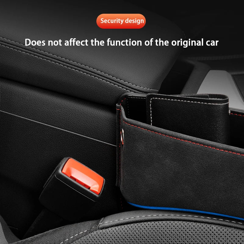 Suede Car Seat Crevice Storage Box – Gap Filler Organizer for Phone, Wallet, and Small Items - Delicate Leather  