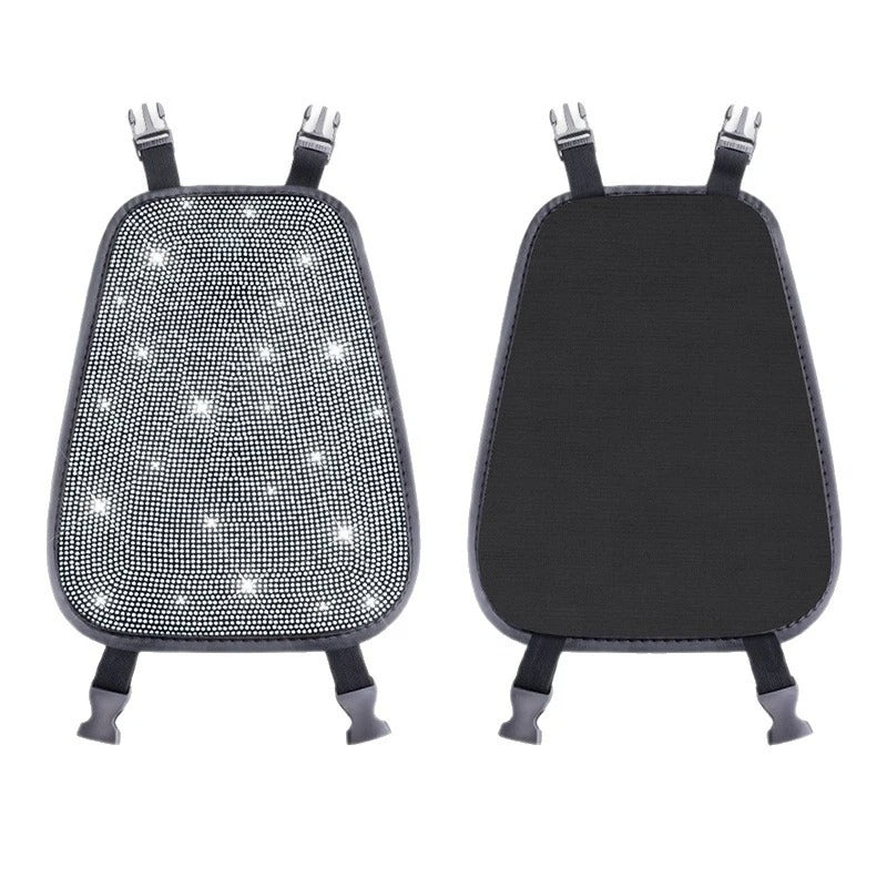 1PC Bling Car Seat Headrest Cover – Rhinestone Plush Headrest Cushion Protector Universal Auto Interior Accessory - Delicate Leather