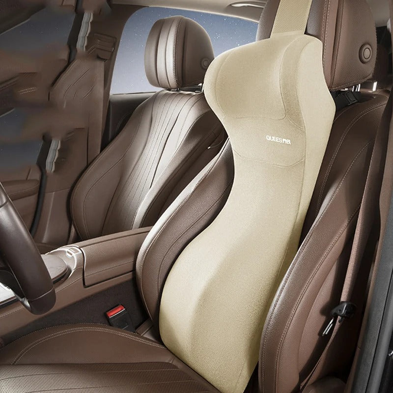 Memory Foam Car Lumbar Cushion – Integrated Seat Back Support Pillow - Delicate Leather