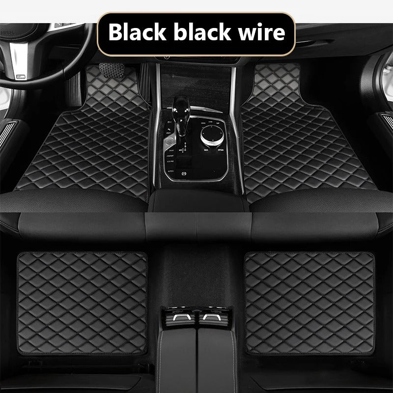Universal PU Leather Car Floor Mats – Waterproof All-Weather 4-Piece Floor Mat Set for 5-Seat Vehicles - Delicate Leather
