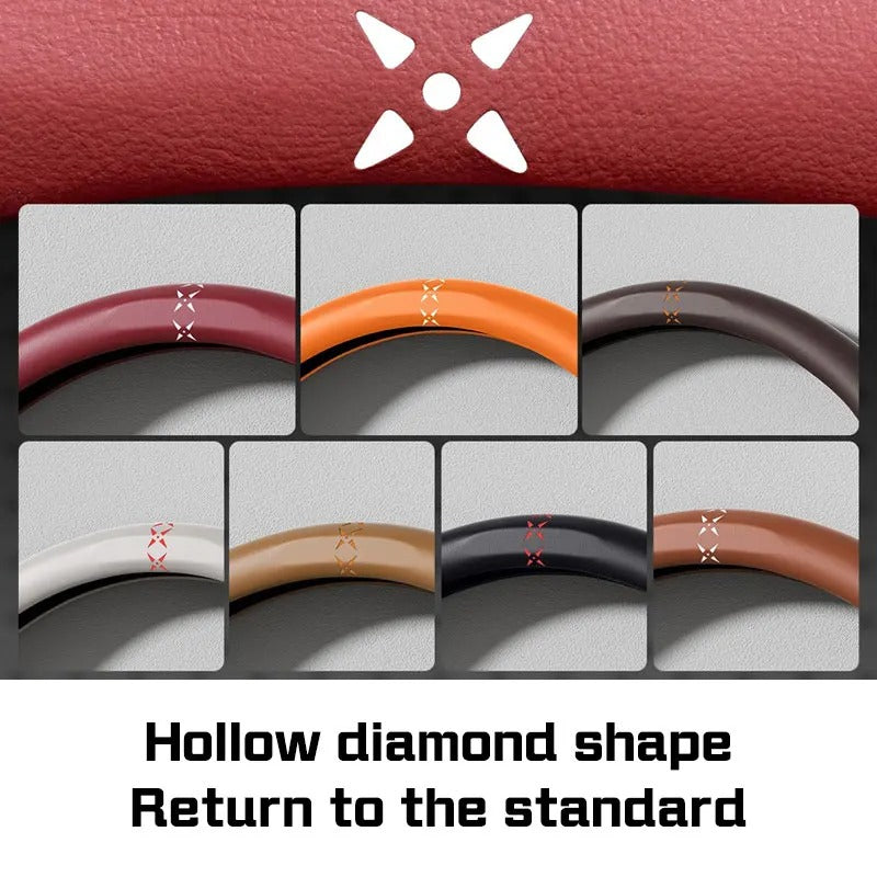 Universal Nappa Leather Steering Wheel Cover – Non-Slip Breathable Design for 37–38cm O/D Type Wheels - Delicate Leather  
