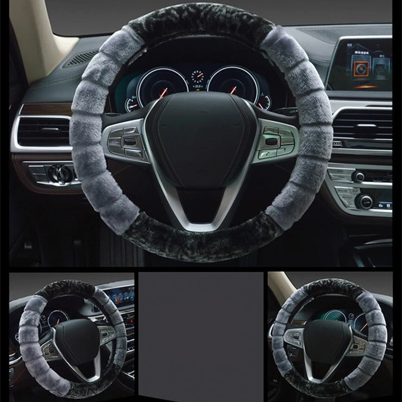 Fluffy Plush Car Steering Wheel Cover – Soft Anti-Slip Universal Fit for Winter Comfort and Car Interior Decoration - Delicate Leather  