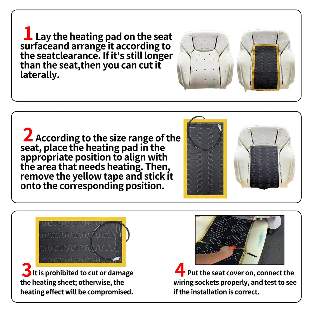 12V Car Seat Heater Kit – Built-In Heating Pads with Dual Control Round Switch - Delicate Leather