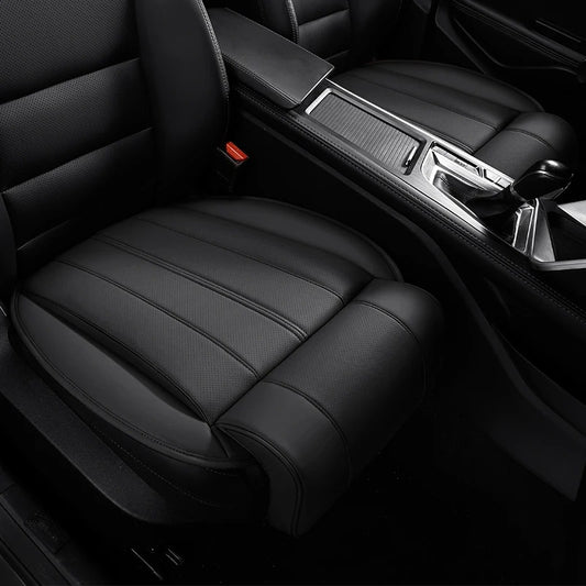 Car Seat Cushion with Extended Leg Support – Leather Anti-Slip Comfort Seat Pad - Delicate Leather