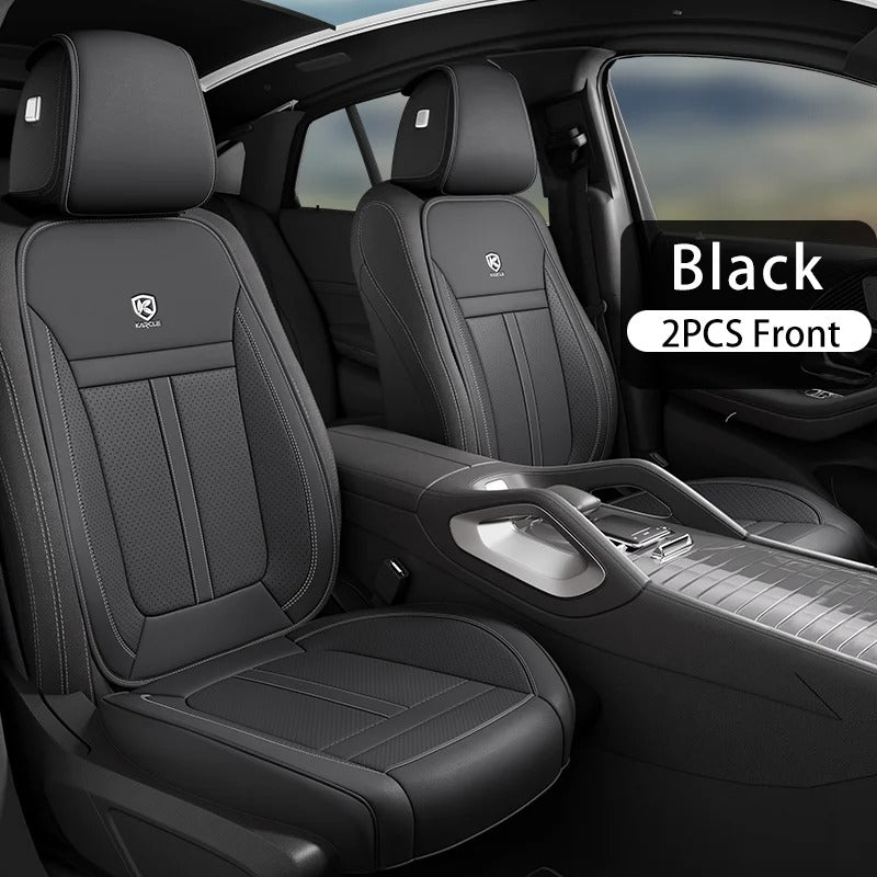 Nappa Leather Car Seat Covers – Waterproof, Universal Fit with Surround Bottom Design | Luxury Seat Protector for Cars, SUVs, Pickups - Delicate Leather