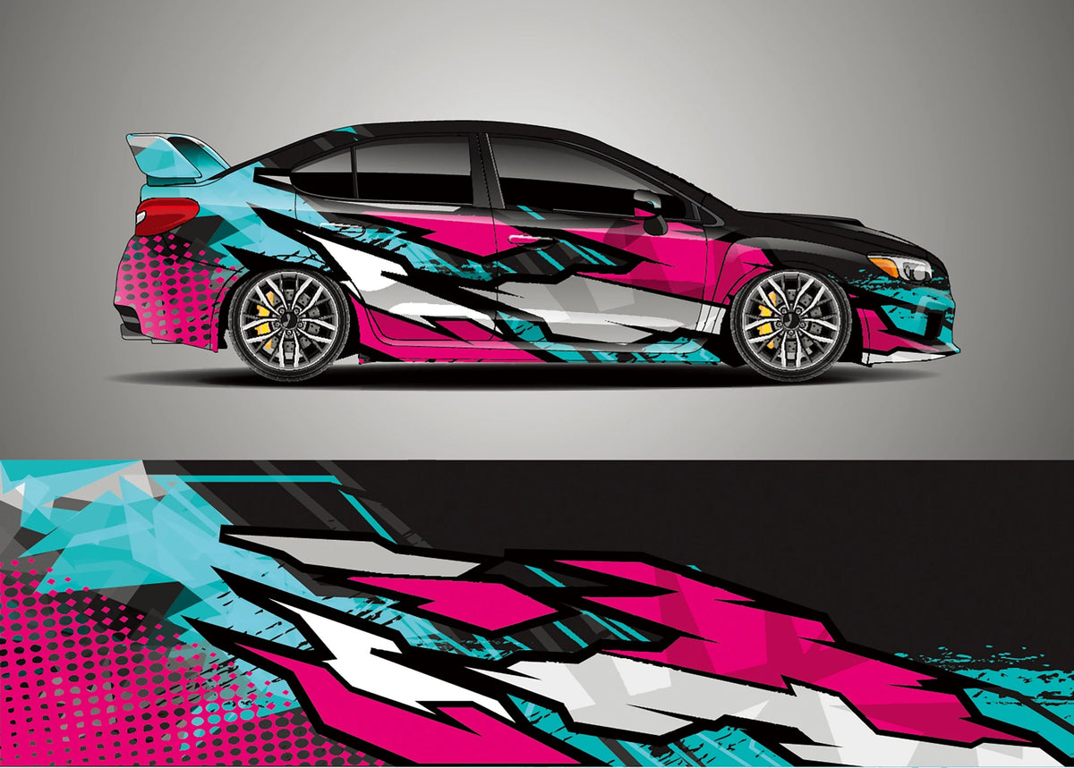 Color Stitching Car Body Decal – Camo Racing Graphic PVC Vinyl Wrap 300 × 60cm - Delicate Leather
