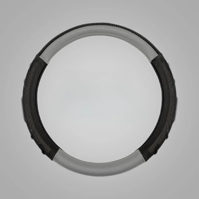 Carbon Fiber Steering Wheel Cover – Universal 38CM O/D Shape Honeycomb Non-Slip Grip - Delicate Leather