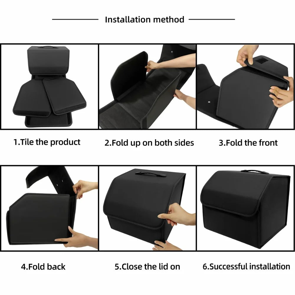 Folding Car Trunk Organizer – Waterproof PU Leather Storage Box - Delicate Leather  