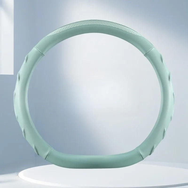 Nappa Leather Steering Wheel Cover 38cm – Universal Anti-Slip Car Steering Grip - Delicate Leather
