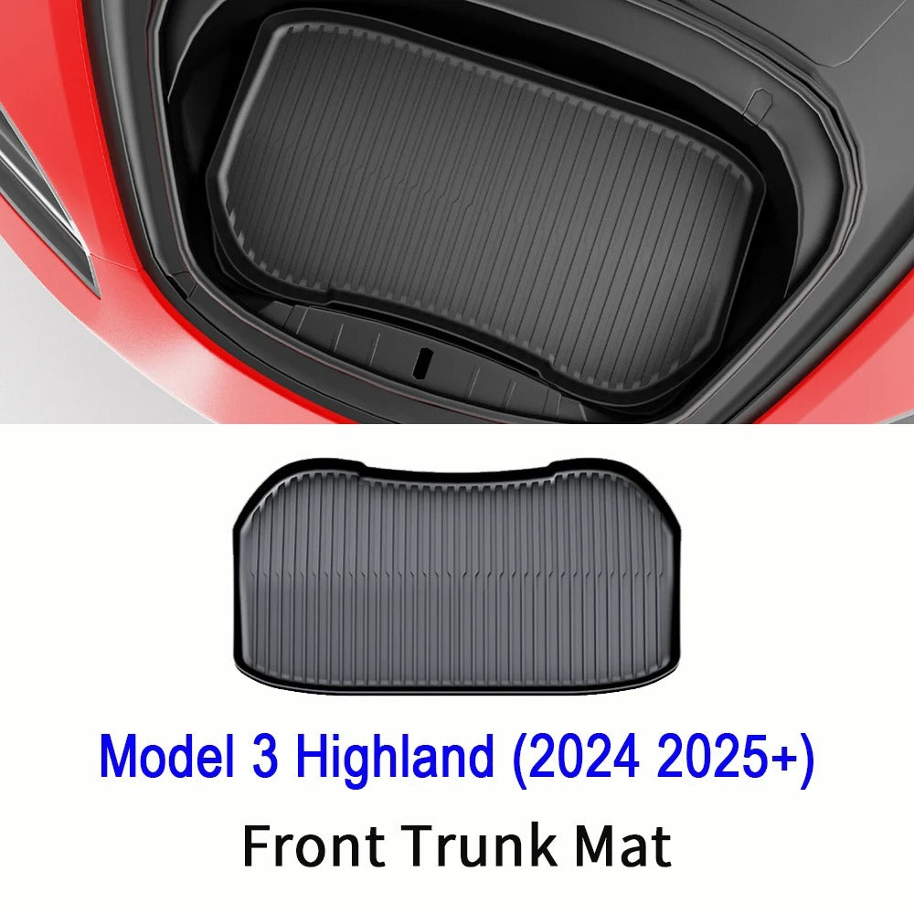 TPE Floor & Trunk Mats Set for Tesla Model Y 2021–2025 & Model 3 Highland – Waterproof, Anti-Slip Liner - Delicate Leather  