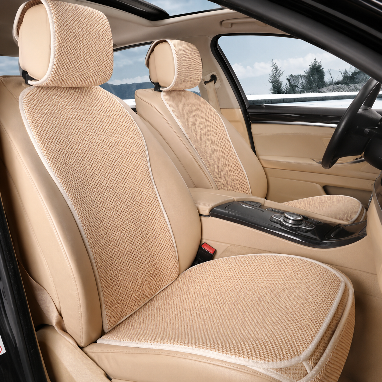 Ice Silk Car Seat Cushion – Universal Breathable Anti-Slip Cooling Seat Cover - Delicate Leather