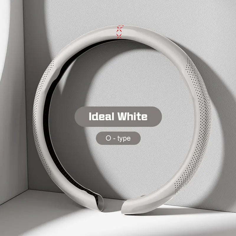 Universal Nappa Leather Steering Wheel Cover – Non-Slip Breathable Design for 37–38cm O/D Type Wheels - Delicate Leather  