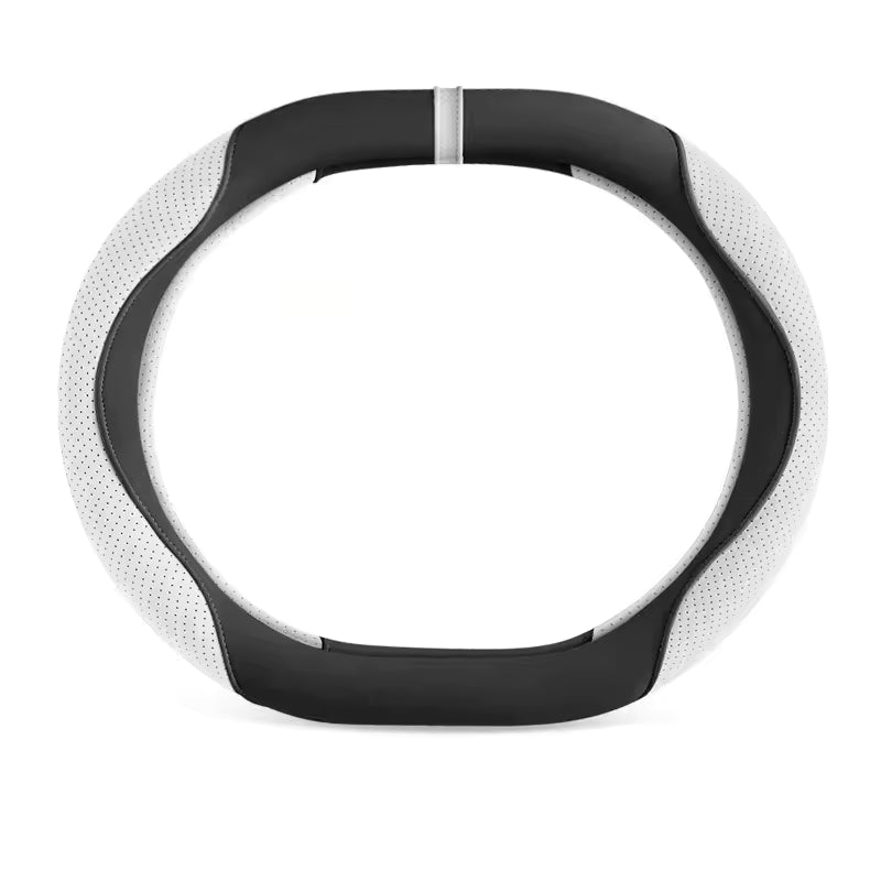 Suede Steering Wheel Cover – Universal 38CM Cute Non-Slip O/D Shape Grip - Delicate Leather