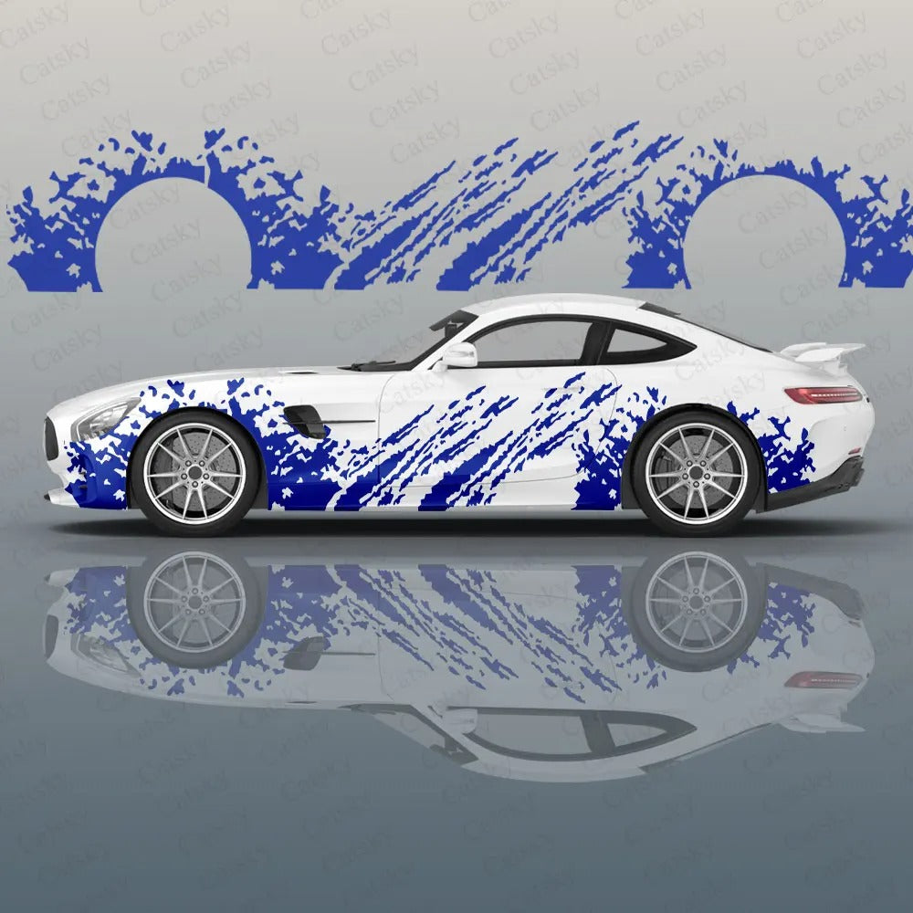 Ink Splatter Car Side Vinyl Decal – Racing Style Exterior Graphic Sticker - Delicate Leather