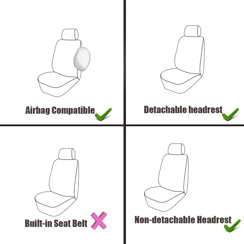 Universal Red & White Stripe Car Seat Covers – Polyester Airbag Compatible Seat Protector Set - Delicate Leather