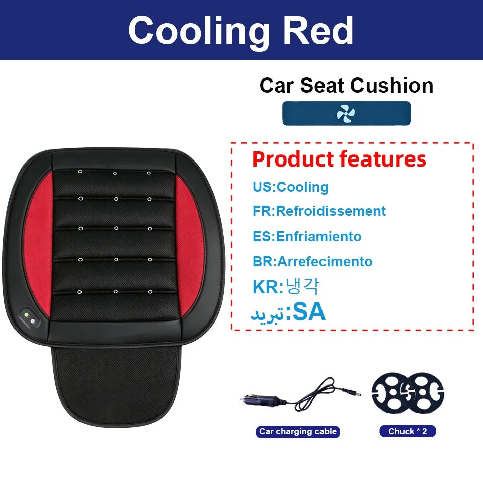 Ventilated Car Seat Cushion with Adjustable Fan – Breathable Universal Seat Pad - Delicate Leather  