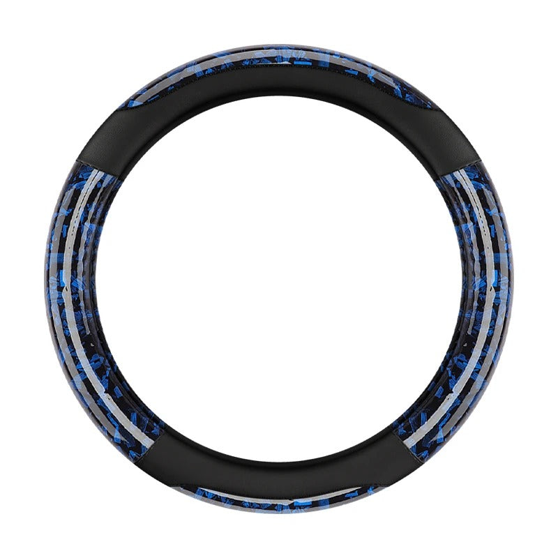 Carbon Fiber & Leather Steering Wheel Cover – 38CM Non-Slip Sport Grip O/D Shape - Delicate Leather