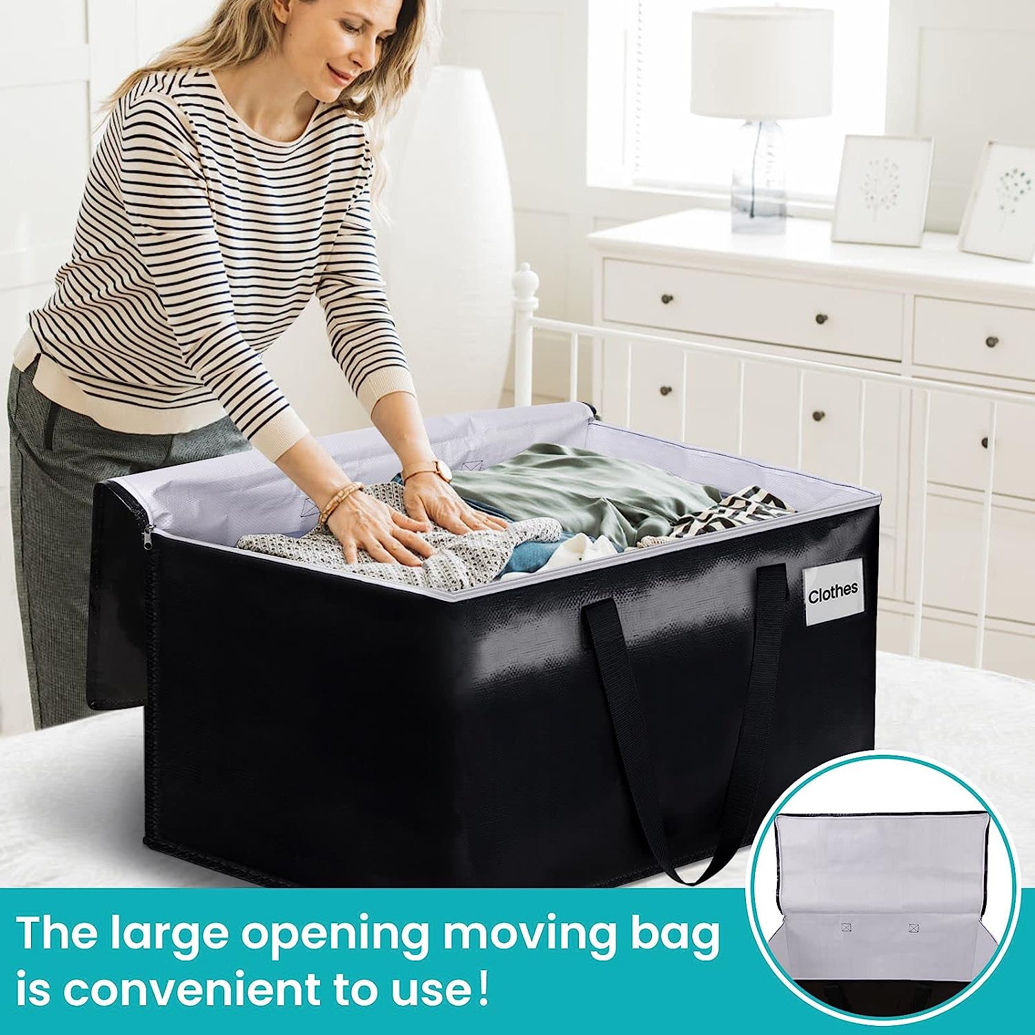 Extra Large Moving Boxes-Zippered Moving Bags with Handles and Tag Pocket-Moving Supplies for Space Saving-Storage Solutions for Moving, Storage, Camping, and Travel - Delicate Leather