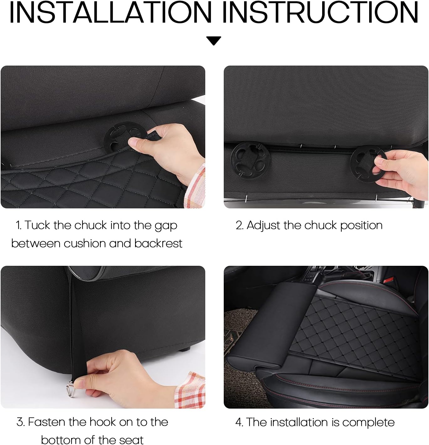 Leather Car Seat Extender Cushion – Memory Foam Leg Support Pillow for Long-Distance Driving and Office Use - Delicate Leather  