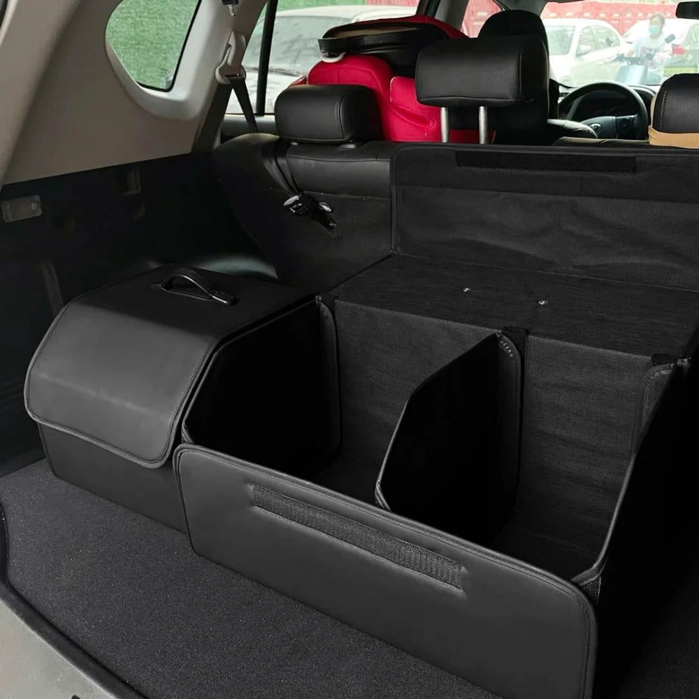 Folding Car Trunk Organizer – Waterproof PU Leather Storage Box - Delicate Leather  