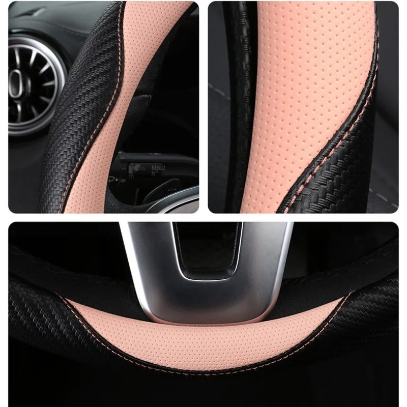 Premium Nappa Leather Steering Wheel Cover – Anti-Slip Universal Fit for Cars, SUVs, Vans, and Trucks - Delicate Leather  
