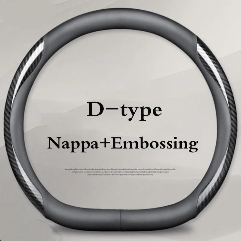 Car Steering Wheel Cover, Premium Anti-Slip Steering Wheel Cover – Carbon Fiber Leather, Interior Modification for All Car Accessories - Delicate Leather