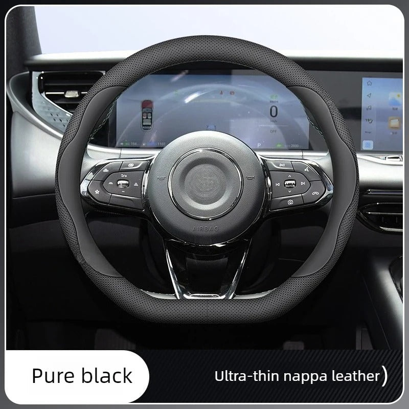 Custom Fit Leather Steering Wheel Cover – Non-Slip Interior Accessory - Delicate Leather